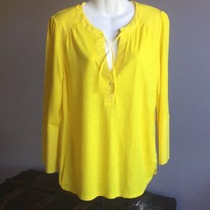CARIBBEAN JOE WOMENS BOHO TOP/BLOUSE   YELLOW    L